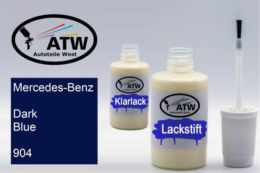 Mercedes-Benz, Dark Blue, 904: 20ml Lackstift + 20ml Klarlack - Set, von ATW Autoteile West.